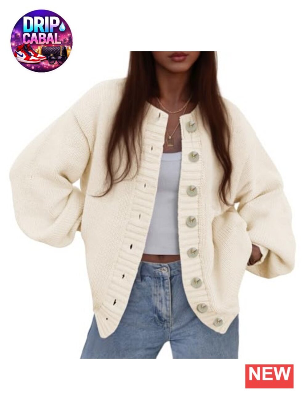 Chunky Ribbed Knit Button Up Cardigan Sweater Loose Fit Fall Winter